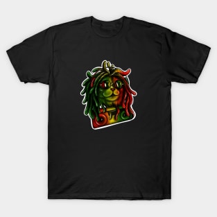 Reggae Cat with Rasta and Music box Colored Art T-Shirt